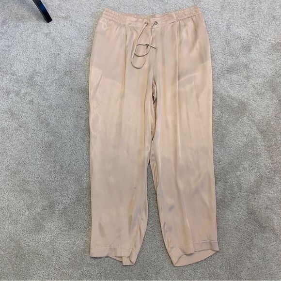 Zara beige pink satin pyjama pants Sz L NWT - Picture 3 of 11